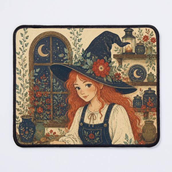 Item preview, Witch Baker Moon Cakes Folk Art designed and sold by AtlantiqArt.