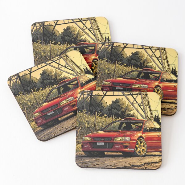Item preview, Subaru Impreza Rally Red Cartoon designed and sold by Racing Art Store.