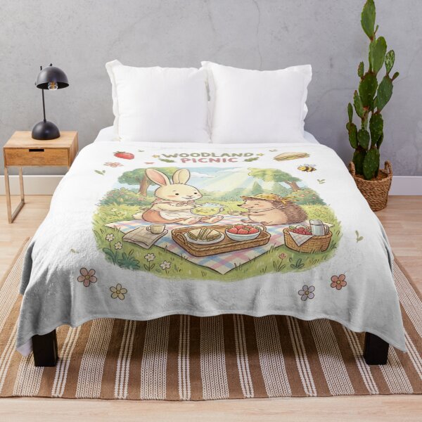 Item preview, Woodland Picnic - Cute Rabbit and Hedgehog Friends designed and sold by TaiwanMemory.