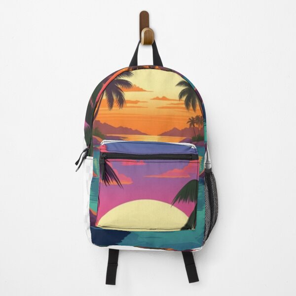 Item preview, Retro Tropical Lagoon Sunset | Neon Palm Tree Paradise Landscape designed and sold by GalleryPeak.