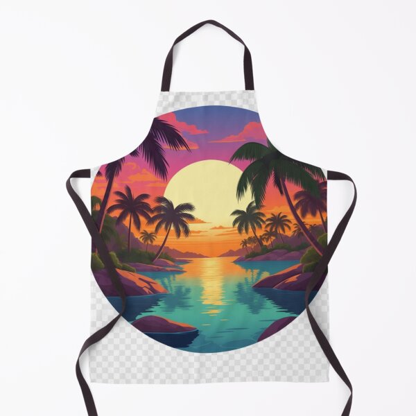Item preview, Retro Tropical Lagoon Sunset | Neon Palm Tree Paradise Landscape designed and sold by GalleryPeak.