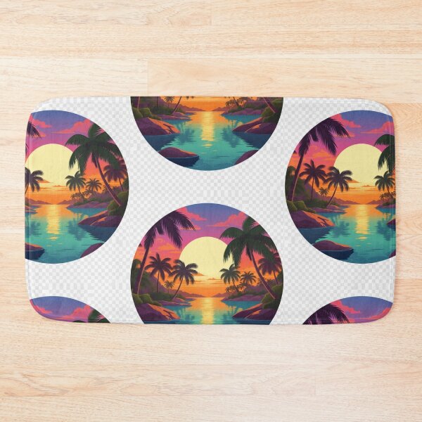 Item preview, Retro Tropical Lagoon Sunset | Neon Palm Tree Paradise Landscape designed and sold by GalleryPeak.