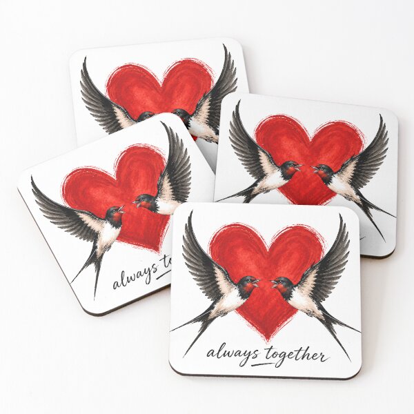 Item preview, Always Together Love Birds Heart | Romantic Magpies Couple Illustration designed and sold by teeperfect.