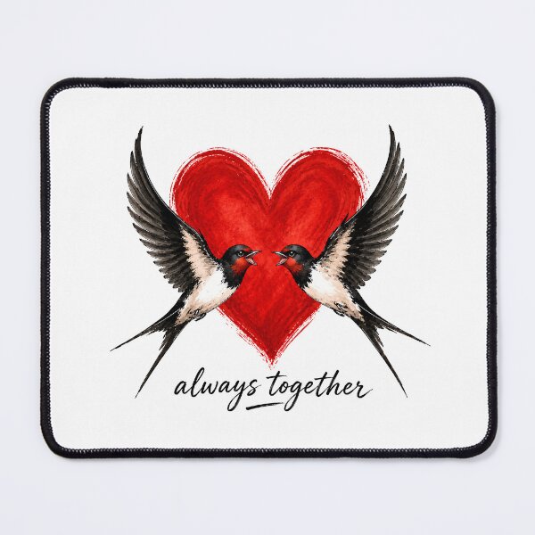 Item preview, Always Together Love Birds Heart | Romantic Magpies Couple Illustration designed and sold by teeperfect.
