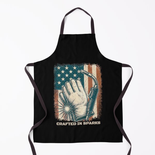 Item preview, Crafted In Sparks Vintage Welder Gloves and Torch Patriotic Welding Design designed and sold by RusticMeadow.