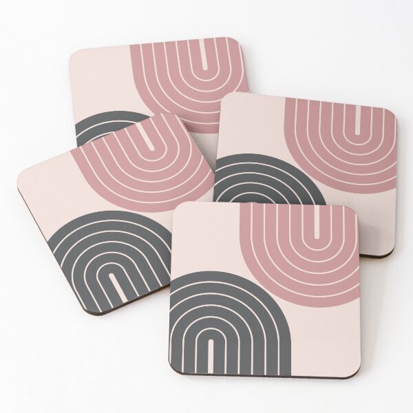 Item preview, Retro Arches Geometric Boho Throw Pillow in Blush and Charcoal Theme designed and sold by nineFlorals.