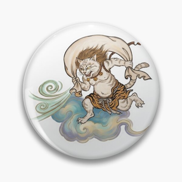 Item preview, Fujin Cat - Wind God of Japanese Folklore designed and sold by LuckyCatClubJP.