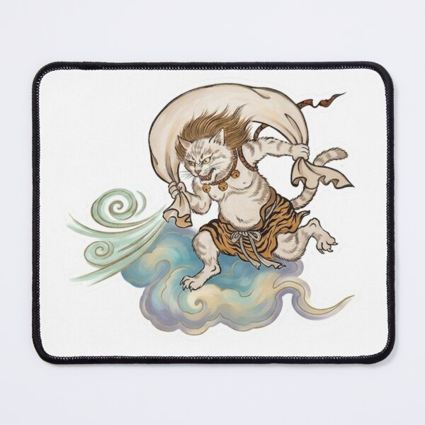 Item preview, Fujin Cat - Wind God of Japanese Folklore designed and sold by LuckyCatClubJP.