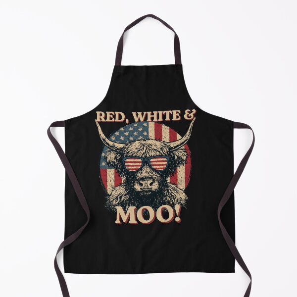 Item preview, Red White and Moo Funny Highland Cow 4th of July Patriotic Vintage T-Shirt designed and sold by FizjoHed.