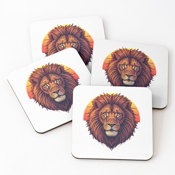 Item preview, Neon Sunset Lion Portrait designed and sold by aminomen.
