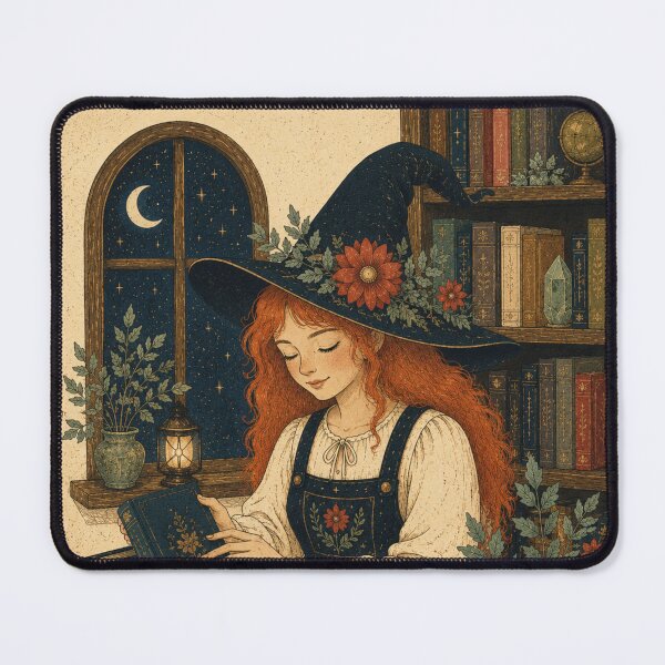 Item preview, Witch Librarian Folk Art Screen-Printing Style designed and sold by AtlantiqArt.