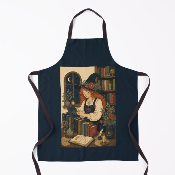Item preview, Witch Librarian Folk Art Screen-Printing Style designed and sold by AtlantiqArt.