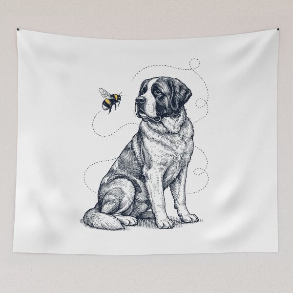 Item preview, Saint Bernard Bumble Bee Honeybee Dog Lover designed and sold by Kimberley King Art  King Art.
