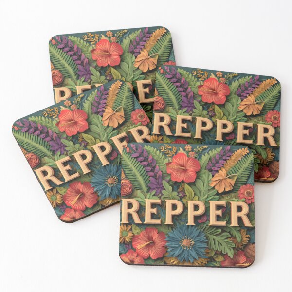 Item preview, Repper Tropical Flower Art - 3D Paper Cut Botanical Summer Typography T-Shirt Sticker designed and sold by RAMHEARTS.