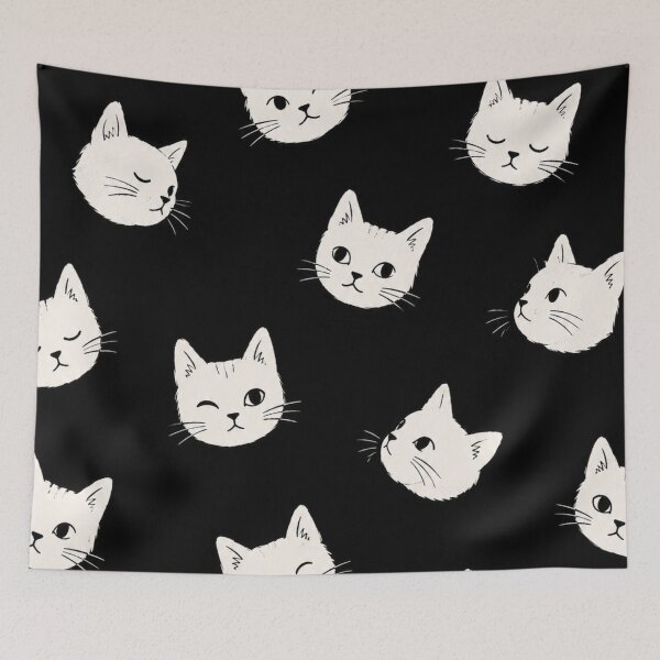 Item preview, White Cat Faces Spiral Notebook – Cute Black White Cat Pattern Hand Drawn Kitten Journal Notebook Gift designed and sold by IconicDesignsXd.