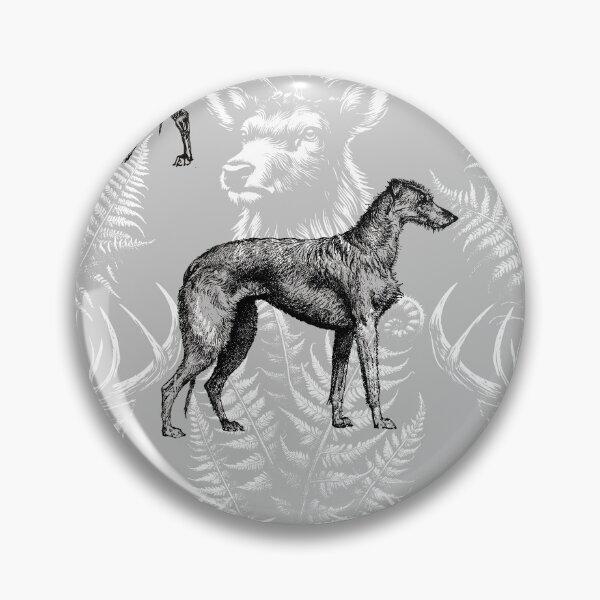 Item preview, Scottish Deerhound Dog and Forest Nature Cottagecore Toile Pattern - Ash Gray  designed and sold by CanisArt.