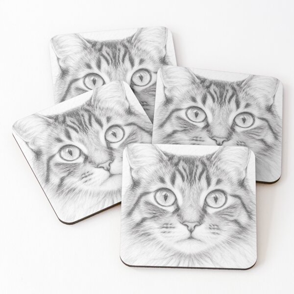 Item preview, Black and White Cat Pencil Sketch Portrait designed and sold by Leon Woods Pencil Art.