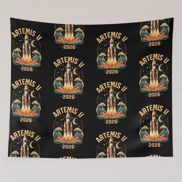 Item preview, Artemis II 2026 Rocket Launch Retro Space Art designed and sold by Zayn Studio.