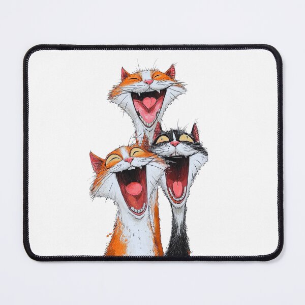 Item preview, Three Laughing Cats Whimsical Illustration designed and sold by Macias123.