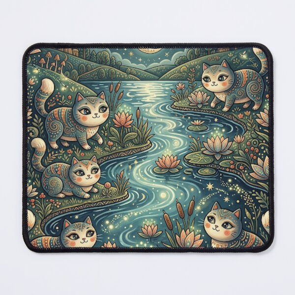 Item preview, Enchanted Moonlit Lotus Cat Garden designed and sold by Iampoji.