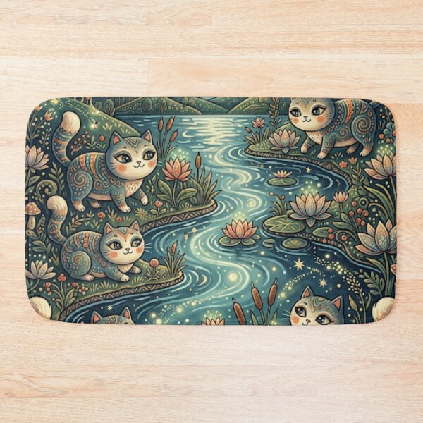 Item preview, Enchanted Moonlit Lotus Cat Garden designed and sold by Iampoji.