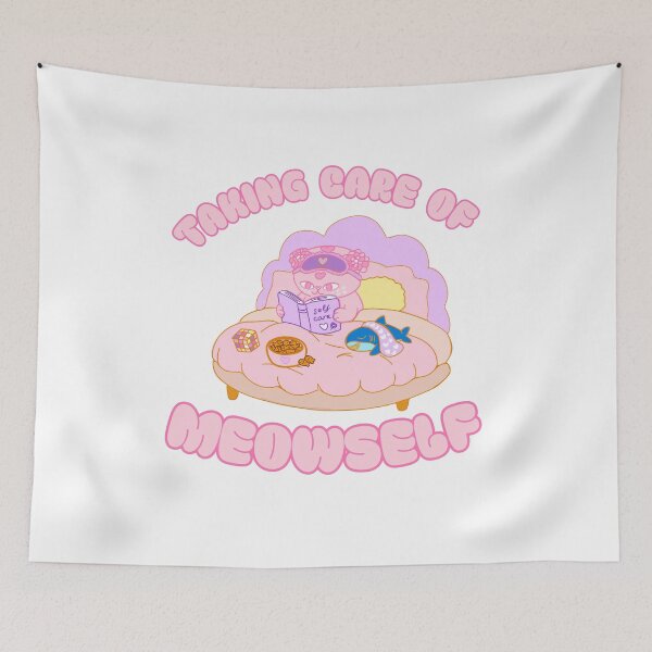 Item preview, Taking Care of Meowself – Cute Self Care Cat Reading in Bed designed and sold by BritishDelights.