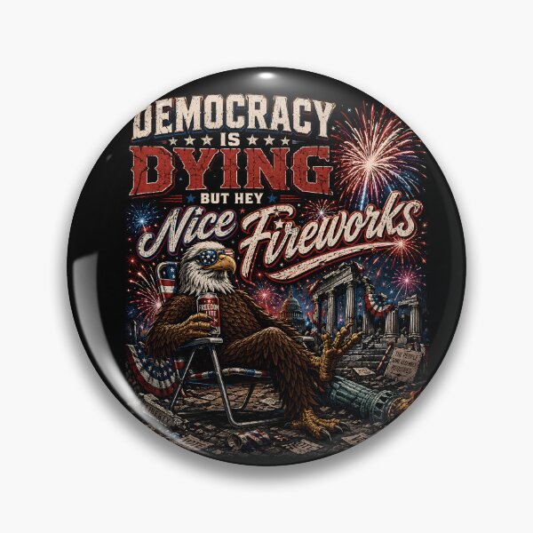 Item preview, Democracy Is Dying Fourth of July Protest Shirt, Political Retro T-Shirt, But Hey Nice Fireworks Tee, Funny USA Graphic Tee, Sarcastic  designed and sold by THREE LITTLE BEANS.