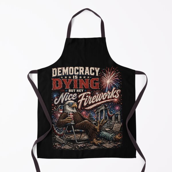 Item preview, Democracy Is Dying Fourth of July Protest Shirt, Political Retro T-Shirt, But Hey Nice Fireworks Tee, Funny USA Graphic Tee, Sarcastic designed and sold by THREE LITTLE BEANS.