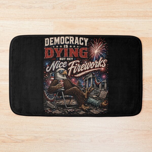 Item preview, Democracy Is Dying Fourth of July Protest Shirt, Political Retro T-Shirt, But Hey Nice Fireworks Tee, Funny USA Graphic Tee, Sarcastic  designed and sold by THREE LITTLE BEANS.