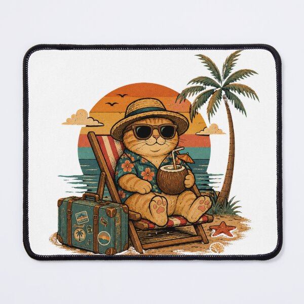 Item preview, Vacation Cat Retro Beach Sunset designed and sold by Mysthor-Designs.