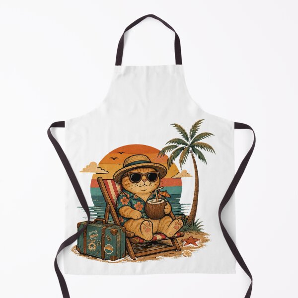 Item preview, Vacation Cat Retro Beach Sunset designed and sold by Mysthor-Designs.