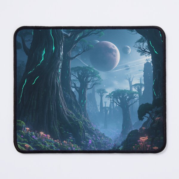 Item preview, Skyroot Spiral Bioluminescent Alien Fantasy Forest Landscape designed and sold by Luminous Wilds.