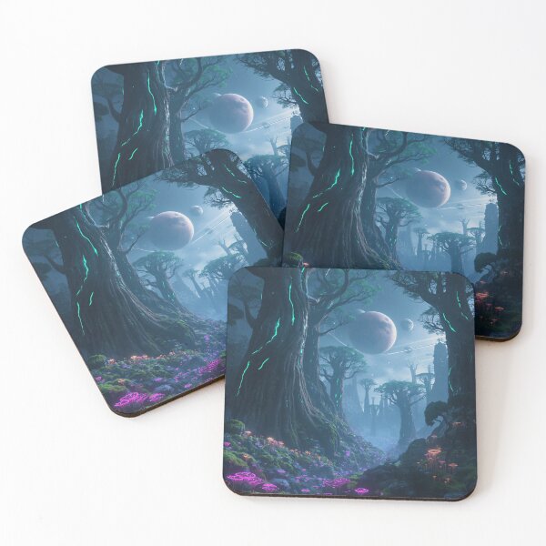 Item preview, Skyroot Spiral Bioluminescent Alien Fantasy Forest Landscape designed and sold by Luminous Wilds.