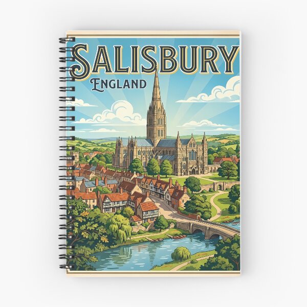 Item preview, Salisbury England Vintage Retro Travel Poster designed and sold by Ar0undTheW0rld.