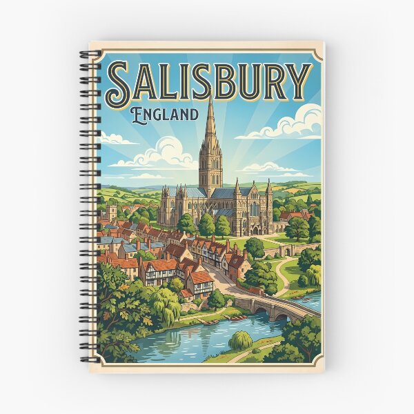 Item preview, Salisbury England Vintage Retro Travel Poster designed and sold by Ar0undTheW0rld.