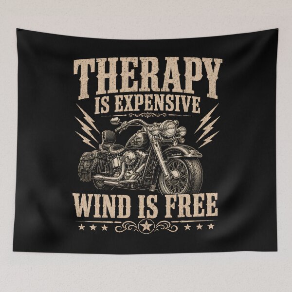 Item preview, Therapy Is Expensive Wind Is Free Shirt, Funny Motorcycle Tee, Biker Humor Gift for Men, Rider Dad designed and sold by THREE LITTLE BEANS.