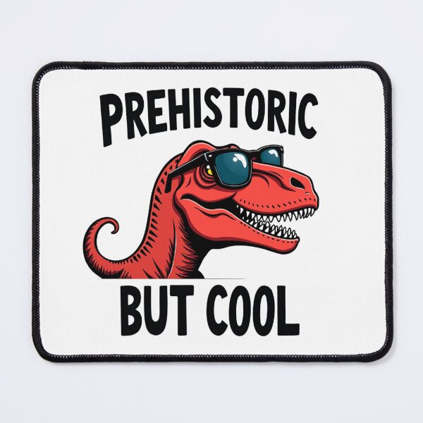 Item preview, Red Tyrannosaurus Rex with sunglasses Prehistoric But Cool text designed and sold by Prints by Mat.