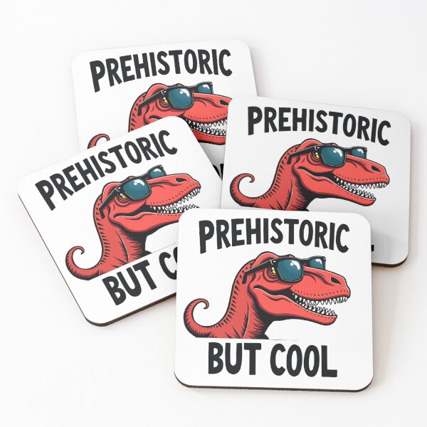 Item preview, Red Tyrannosaurus Rex with sunglasses Prehistoric But Cool text designed and sold by Prints by Mat.