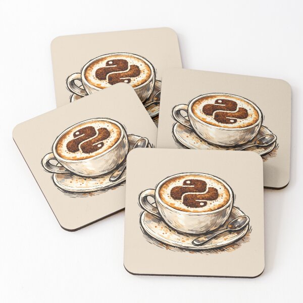 Artikelvorschau, Python Cappuccino Latte Kaffeekunst entworfen und verkauft von Nerd Romance Café.