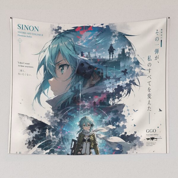 Item preview, Blue Phantom Marksman Anime Poster | Cyber Sniper Warrior Fantasy Art Print designed and sold by Dyan4.