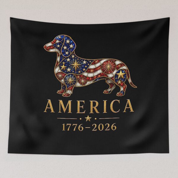 Item preview, Dachshund America’s 250th , Patriotic Wiener Dog Tee, USA Fireworks Puppy Gift for Dog Lovers  designed and sold by THREE LITTLE BEANS.