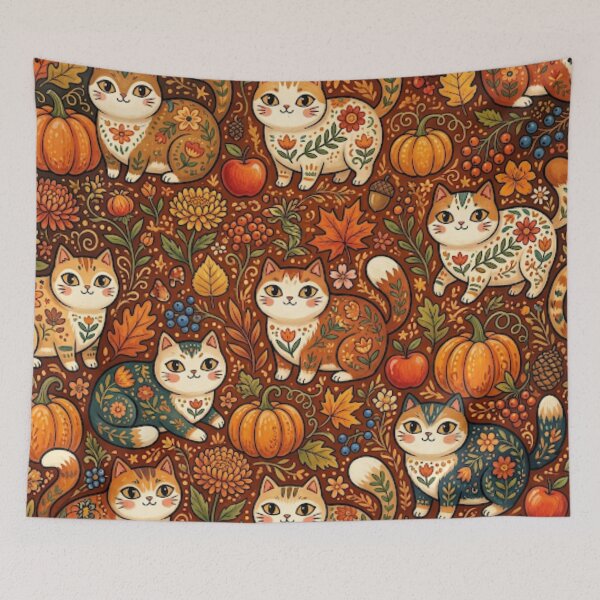 Item preview, Cute Fall Pumpkin Cats designed and sold by Iampoji.