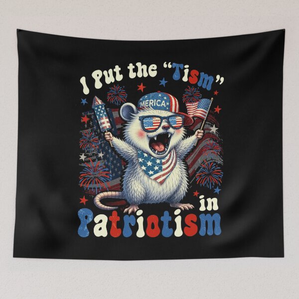 Item preview, I Put the Tism in Patriotism Funny Autism Meme Raccoon Eagle designed and sold by elongatedjazz.