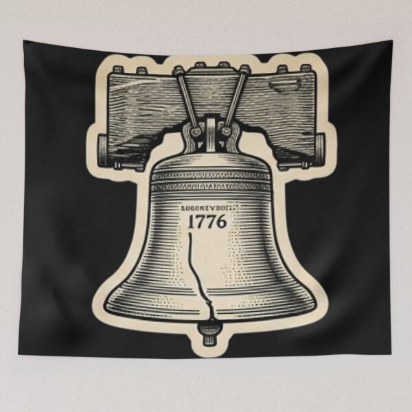 Item preview, Vintage 1776 Liberty Bell Philadelphia Revolutionary War Engraving designed and sold by DarkOriginArts.