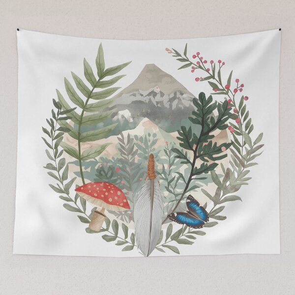 Item preview, Cottagecore Woodland Nature Terrarium Illustration designed and sold by Luna-Flow.