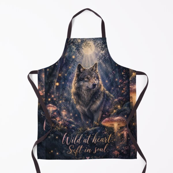 Item preview, Wild at Heart Soft in Soul — Mystical Wolf Enchanted Forest Watercolor Art Print designed and sold by AbderraimArt.