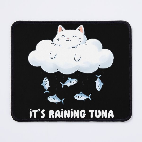 Item preview, It's Raining Tuna White Cloud Cat designed and sold by SillyPawsStudio.