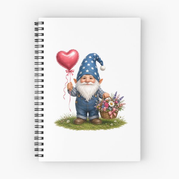 Item preview, Whimsical Garden Gnome with Heart Balloon Cute Spring Floral Illustration designed and sold by Celebrate & Sparkle.
