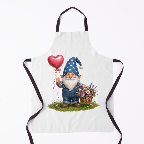 Item preview, Whimsical Garden Gnome with Heart Balloon Cute Spring Floral Illustration designed and sold by Celebrate & Sparkle.