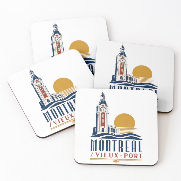 Item preview, Montreal Vieux Port Clock Tower Retro Travel Poster designed and sold by Fenay Designs.